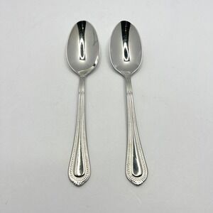 Wallace Silver Chatham Bead Oval Soup Spoon Set of 2 Stainless Steel Vietnam